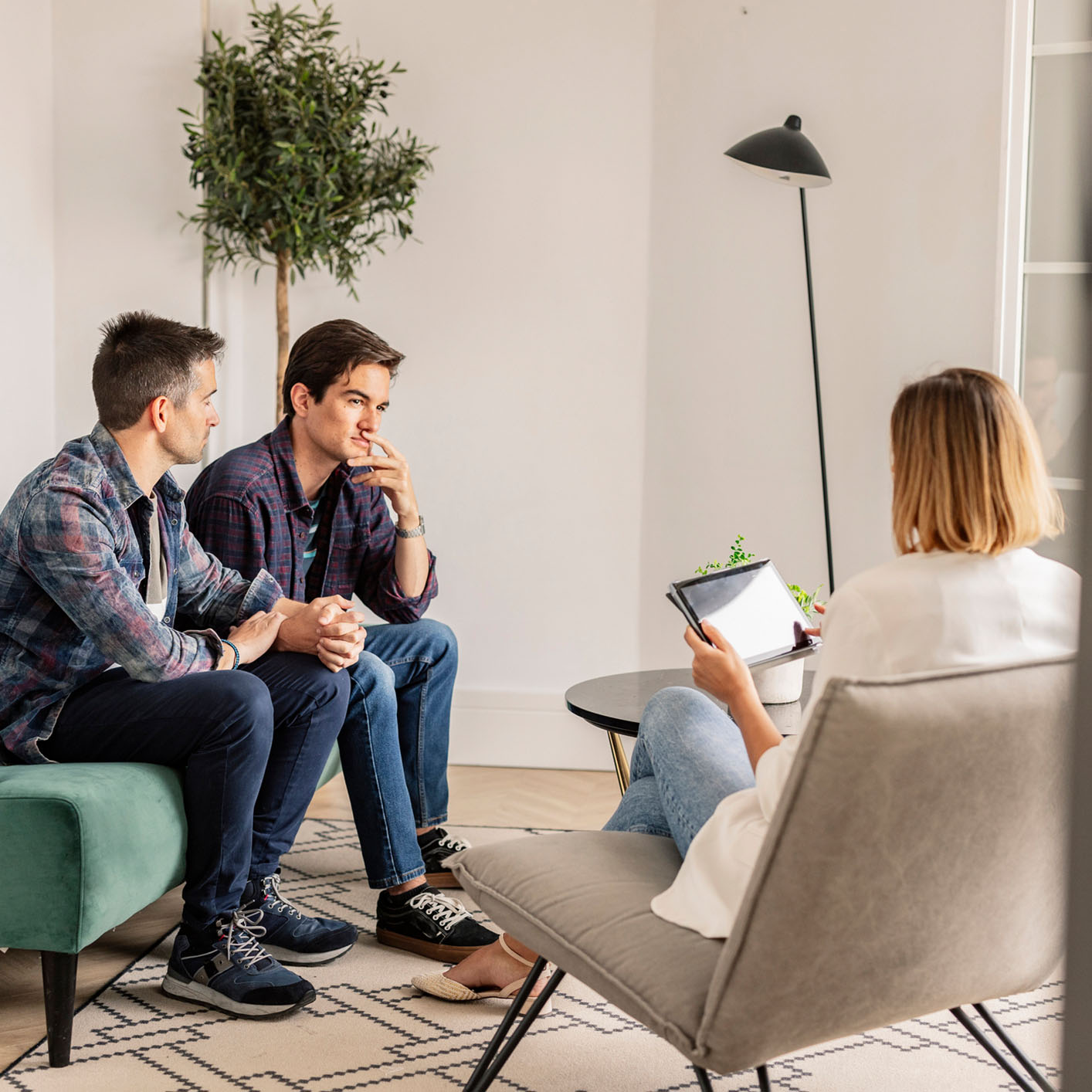 Couple talking to a mediator
